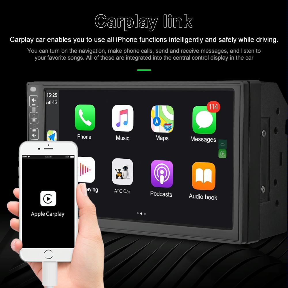 7 Inch Car Mp5 Player With Carplay Bluetooth Fm Usb Remote - Standard + 4Led Camera