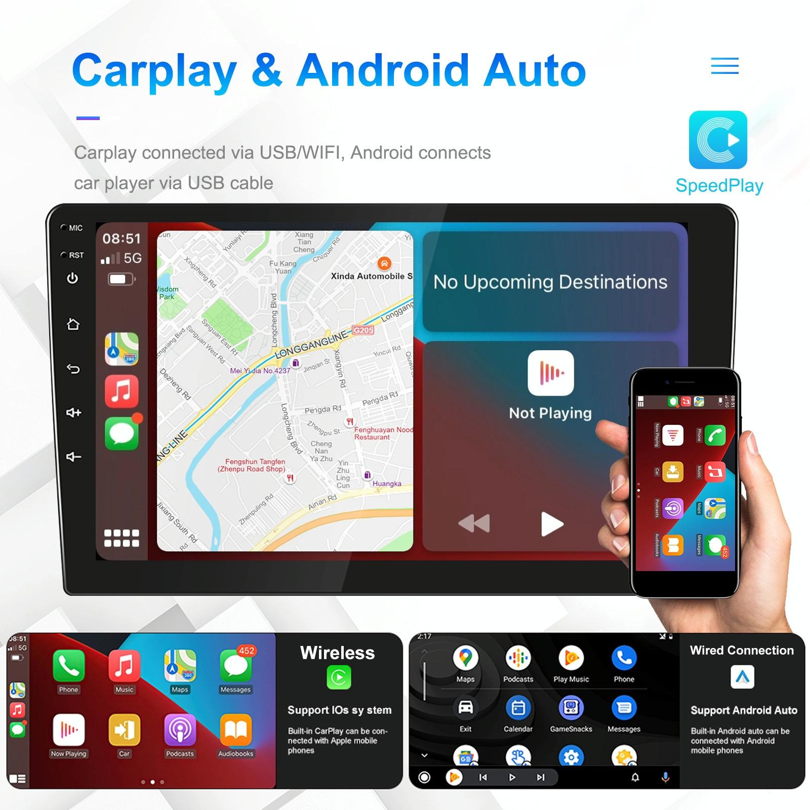 10 Inch Car Android Navigation Screen With Carplay - 2 + 64G Standard + 4Lights Camera