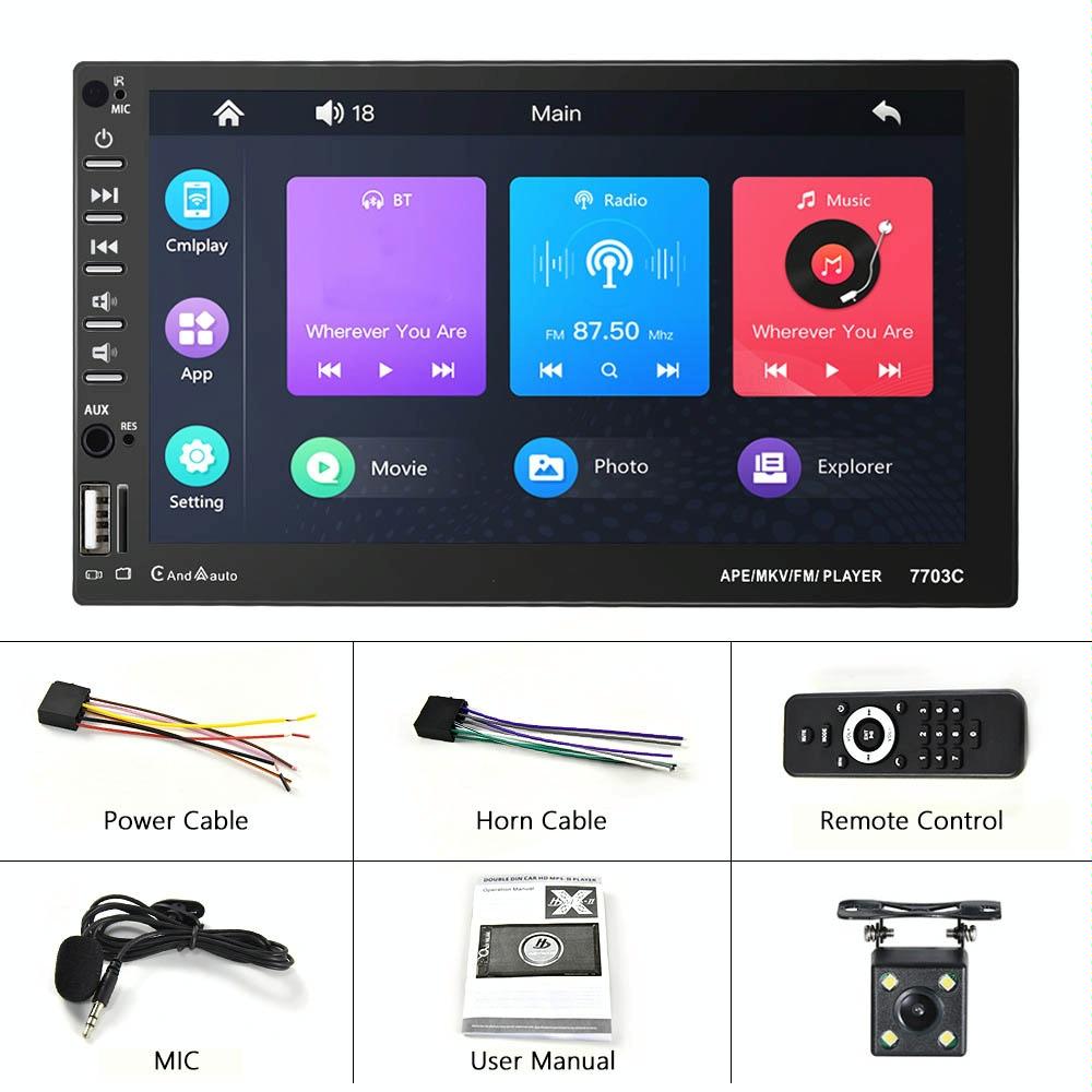 7 Inch Car Double Butt Mp5 Bluetooth Player + 4 Light Camera