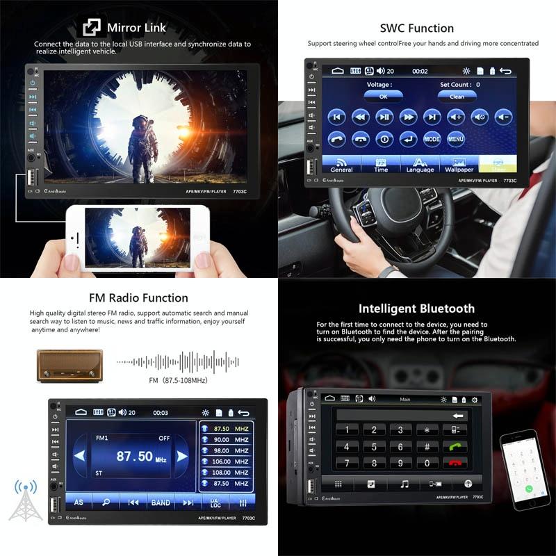 7 Inch Car Double Butt Mp5 Bluetooth Player + 4 Light Camera