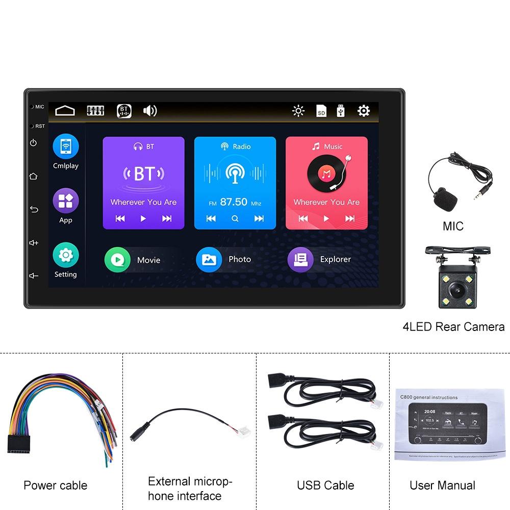 7 Inch Touch Dual Ingot Mp5 Bluetooth Player - Standard + 4 Lights Camera