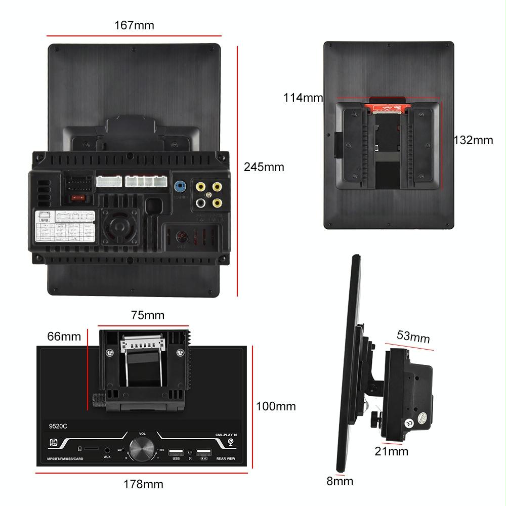 9.5 Inch Vertical Screen Car Mp5 Player - 2 Spindles + 4 Cameras
