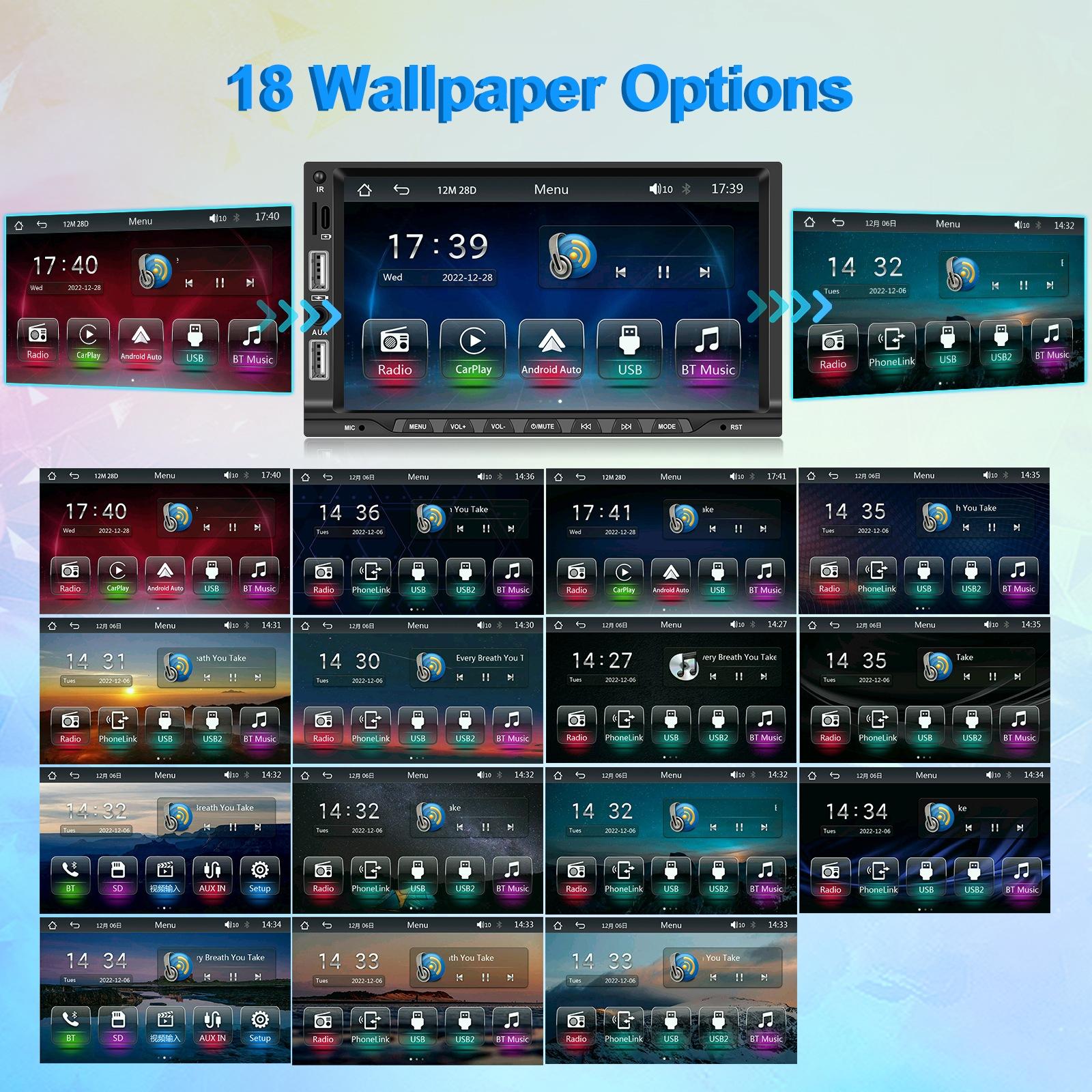 7 Inch Car Mp5 Player Carplay / Android Auto / Mirror Link / Bluetooth - Standard - With 4-Light Camera