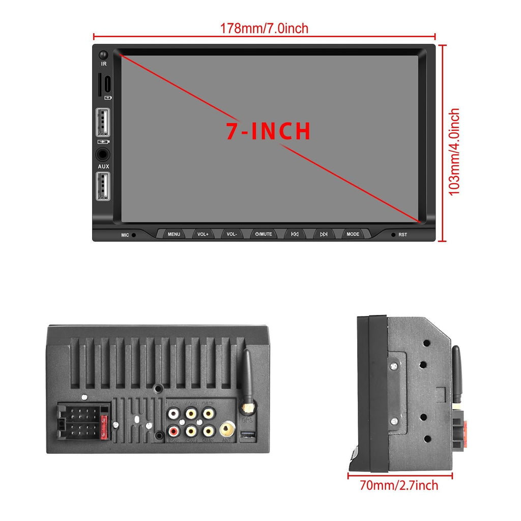 7 Inch Car Mp5 Player Carplay / Android Auto / Mirror Link / Bluetooth - Standard - With 4-Light Camera