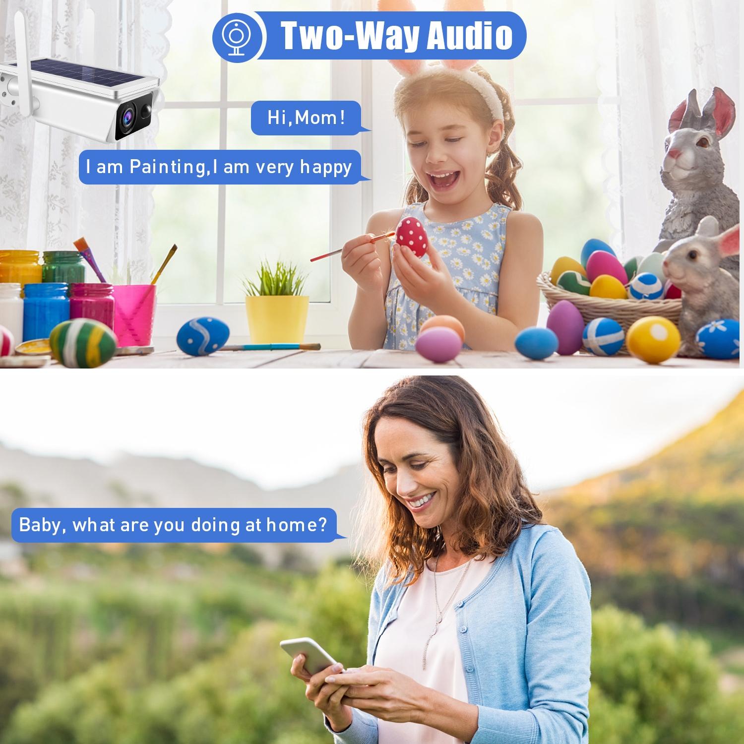 Solar-Powered 1080P Wifi Security Camera With Night Vision And Two-Way Audio