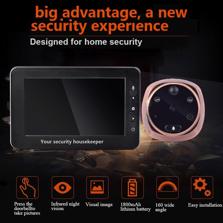 Smart Doorbell With 4.3 Display 3.0Mp Camera Motion Detection Night Vision & Tf Card Support 32Gb Max