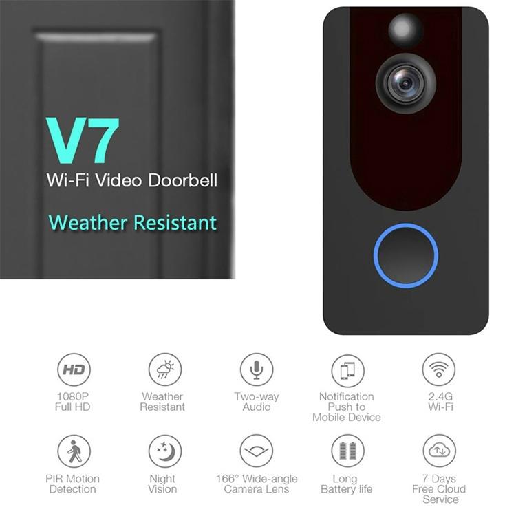1080P Full Hd Wifi Security Doorbell With Intercom And Weather Resistance