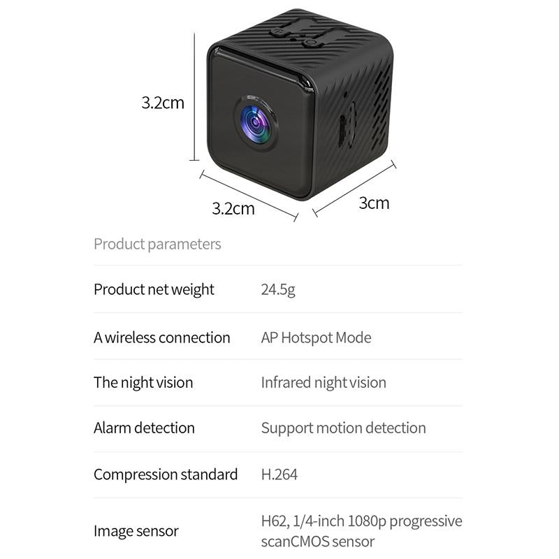 Mini Wifi Camera With Night Vision Motion Detection & Tf Card Support