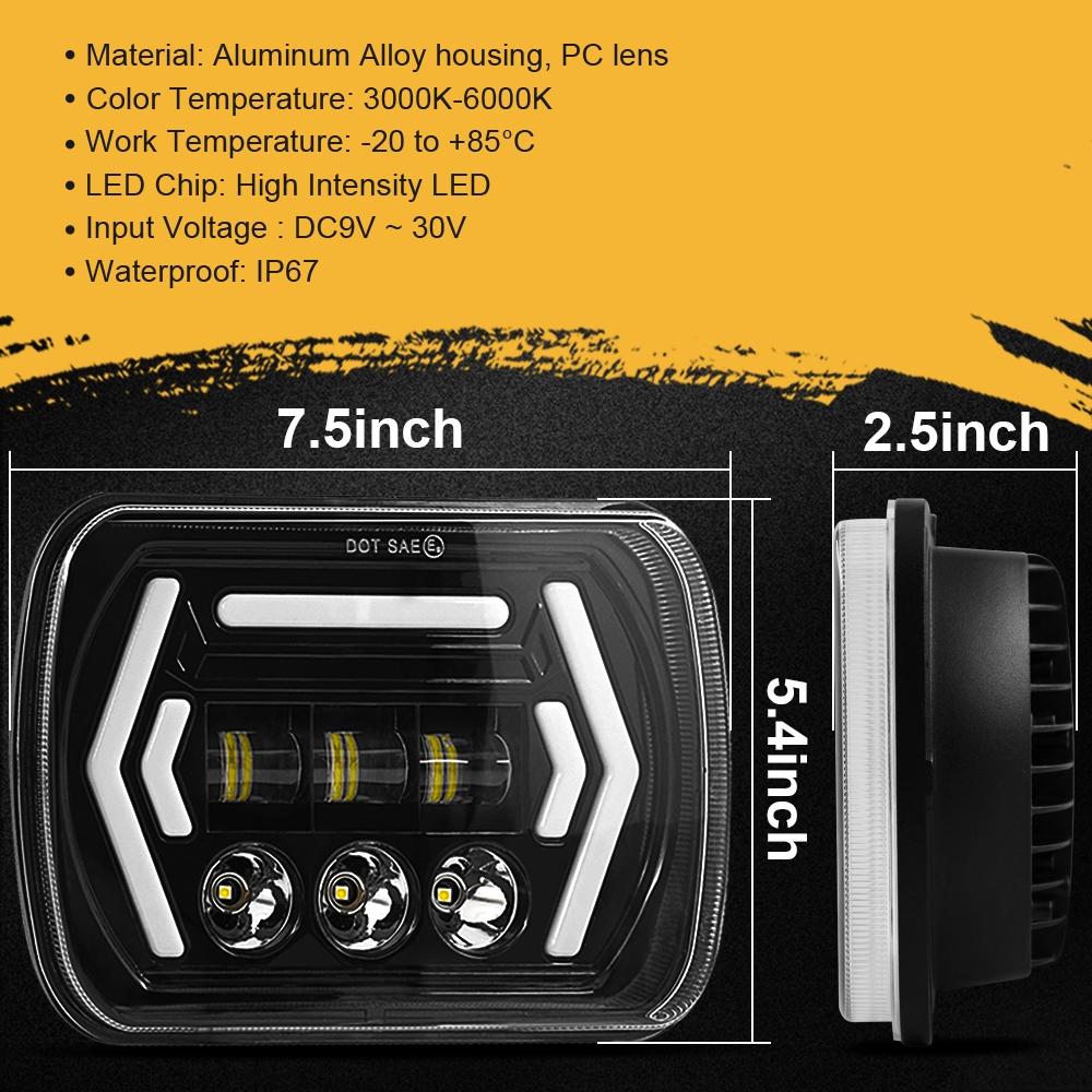 Car 7 Inch Square Dc9 - 30V Led Headlight Modification Accessories For Jeep Wrangler