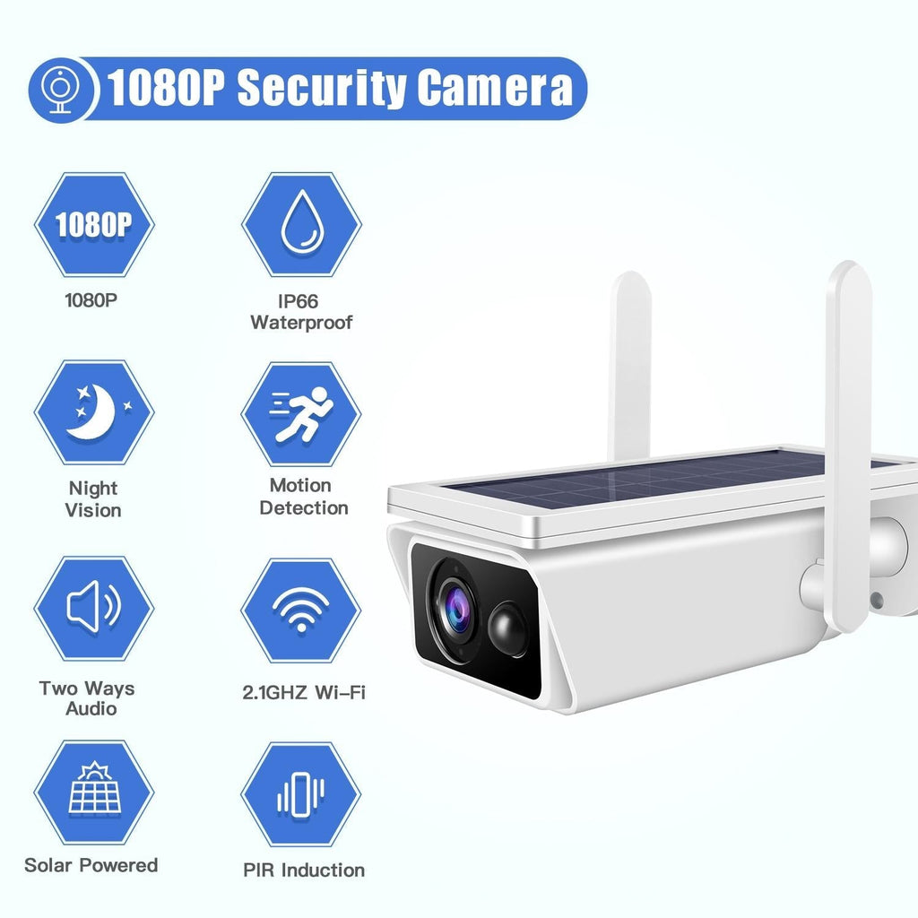Solar-Powered 1080P Wifi Security Camera With Motion Detection And Night Vision