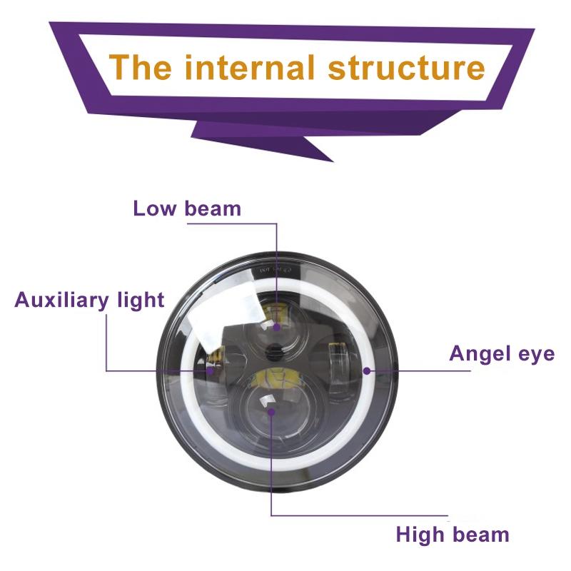 2 Pcs 7 Inch Ip68 Waterproof 6500K 75W Cree Led Headlight Hi / Lo Beam Driving Lamp For Jeep Wrangler Jk Tj Lj