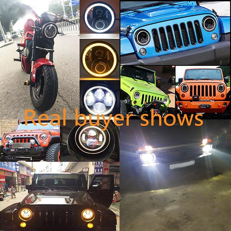2 Pcs 7 Inch Ip68 Waterproof 6500K 75W Cree Led Headlight Hi / Lo Beam Driving Lamp For Jeep Wrangler Jk Tj Lj