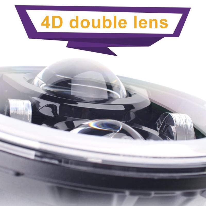 2 Pcs 7 Inch Ip68 Waterproof 6500K 75W Cree Led Headlight Hi / Lo Beam Driving Lamp For Jeep Wrangler Jk Tj Lj