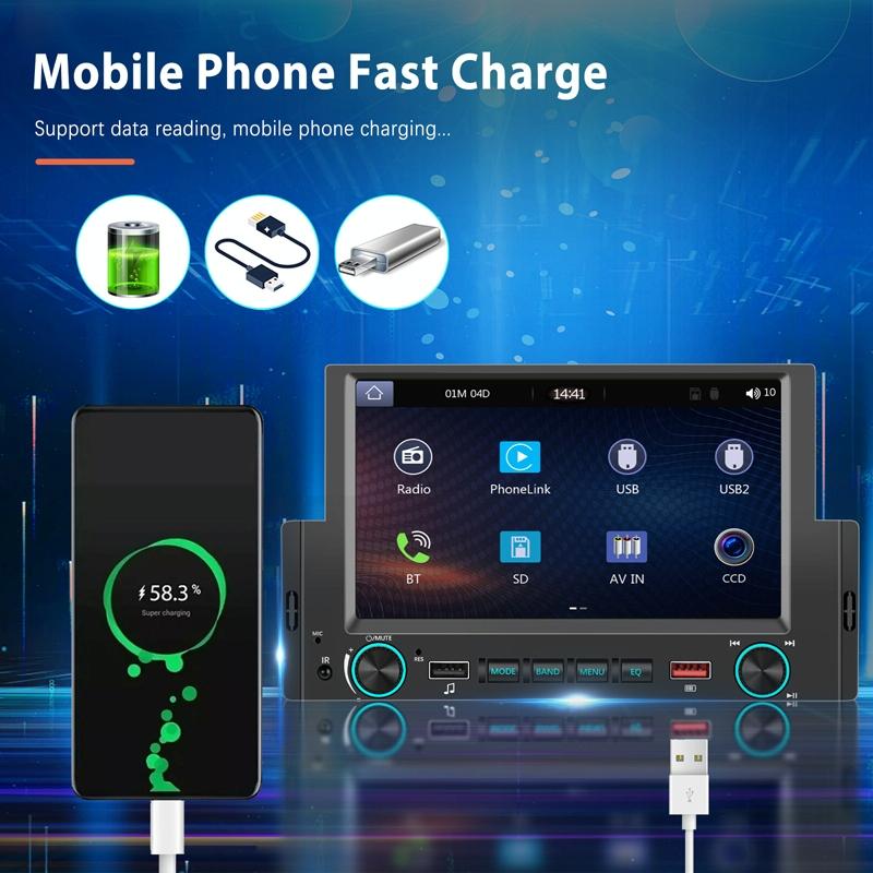 6.2 Inch Single Butt Carplay Car Monitor - Universal Wired Mp5 Player - Standard + 12 Light Camera