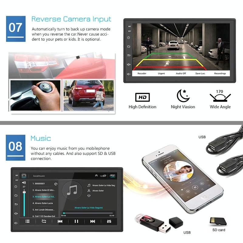 7 Inch Android Navigation Wifi Car Mp5 Player 1 + 32G Gps Bluetooth 2.5D Screen Standard + 8 Lights Camera