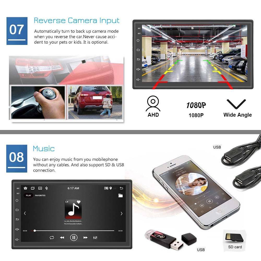 7 Inch Android Wifi Car Navigation Reversing Video Player - 2 + 32G Standard + 12Lights Camera