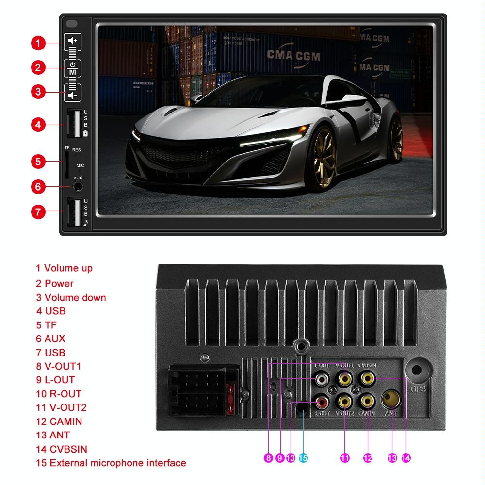 7 Inch Car Mp5 Player With Bluetooth / Fm Remote 8 Led Camera