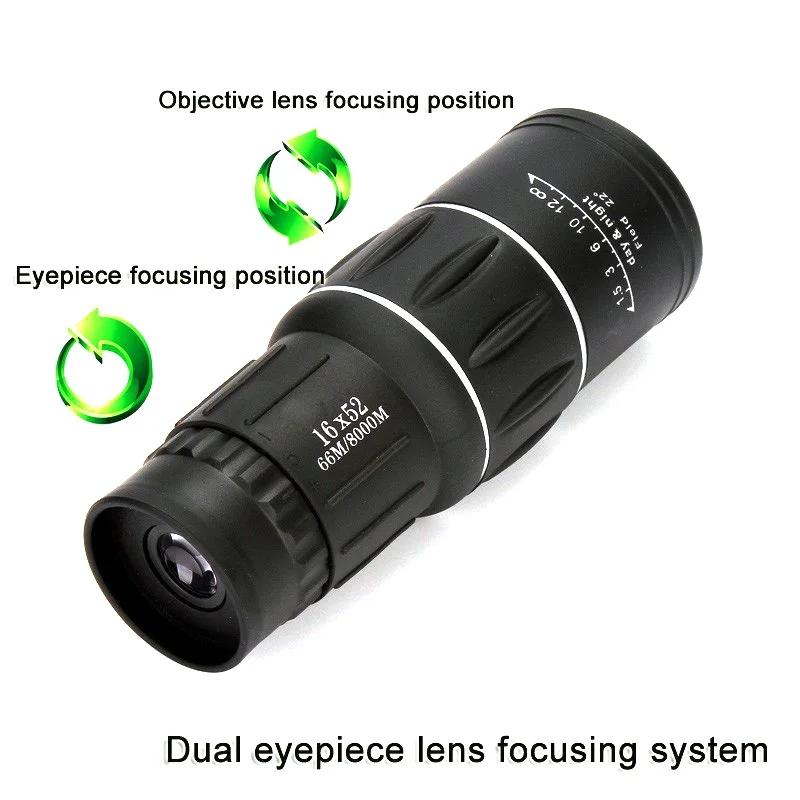 High Definition Monocular Telescope For Outdoor Bird Viewing - 16X52 Green Film - 16X52 Without Bag