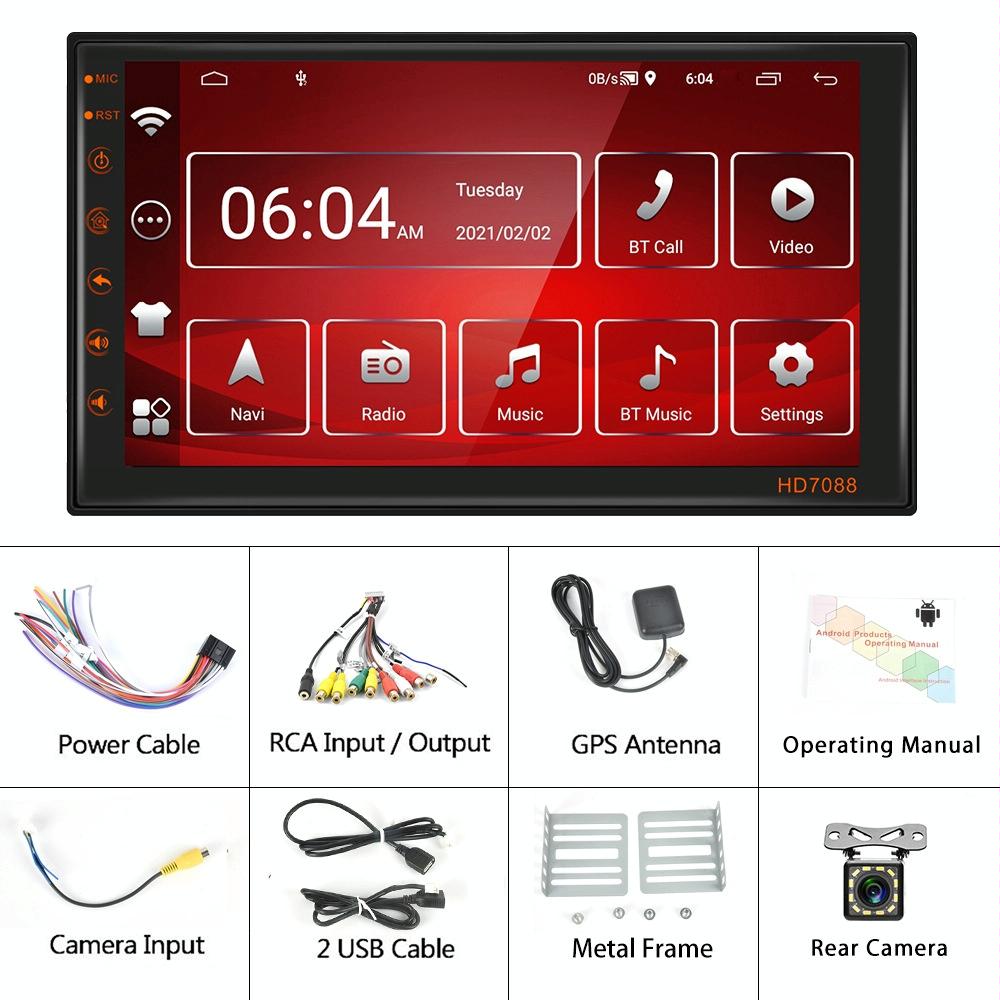 7 Inch Android Navigation Wifi Vehicle Central Control Screen - 2 + 16G Standard + 12Lights Camera