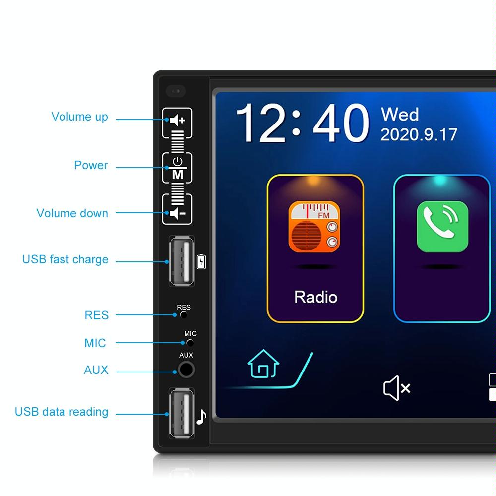 7 Inch Car Hd Mp5 Player W / Carplay Bluetooth Fm U Disk Remote - Standard + 8Led Camera