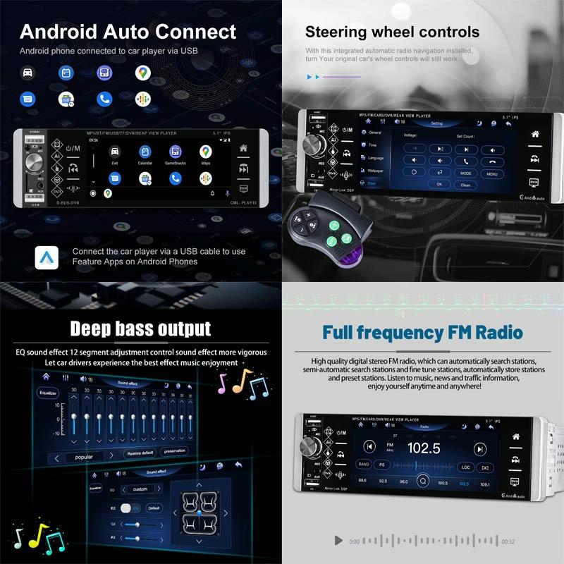 5.1 Inch Ips Capacitive Carplay Player + 8 Light Camera - Standard
