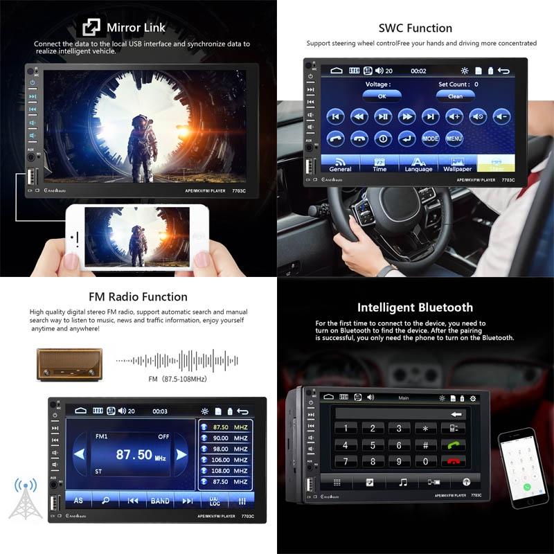 7 Inch Car Mp5 Player With Bluetooth & 8 Light Camera - Universal Fit