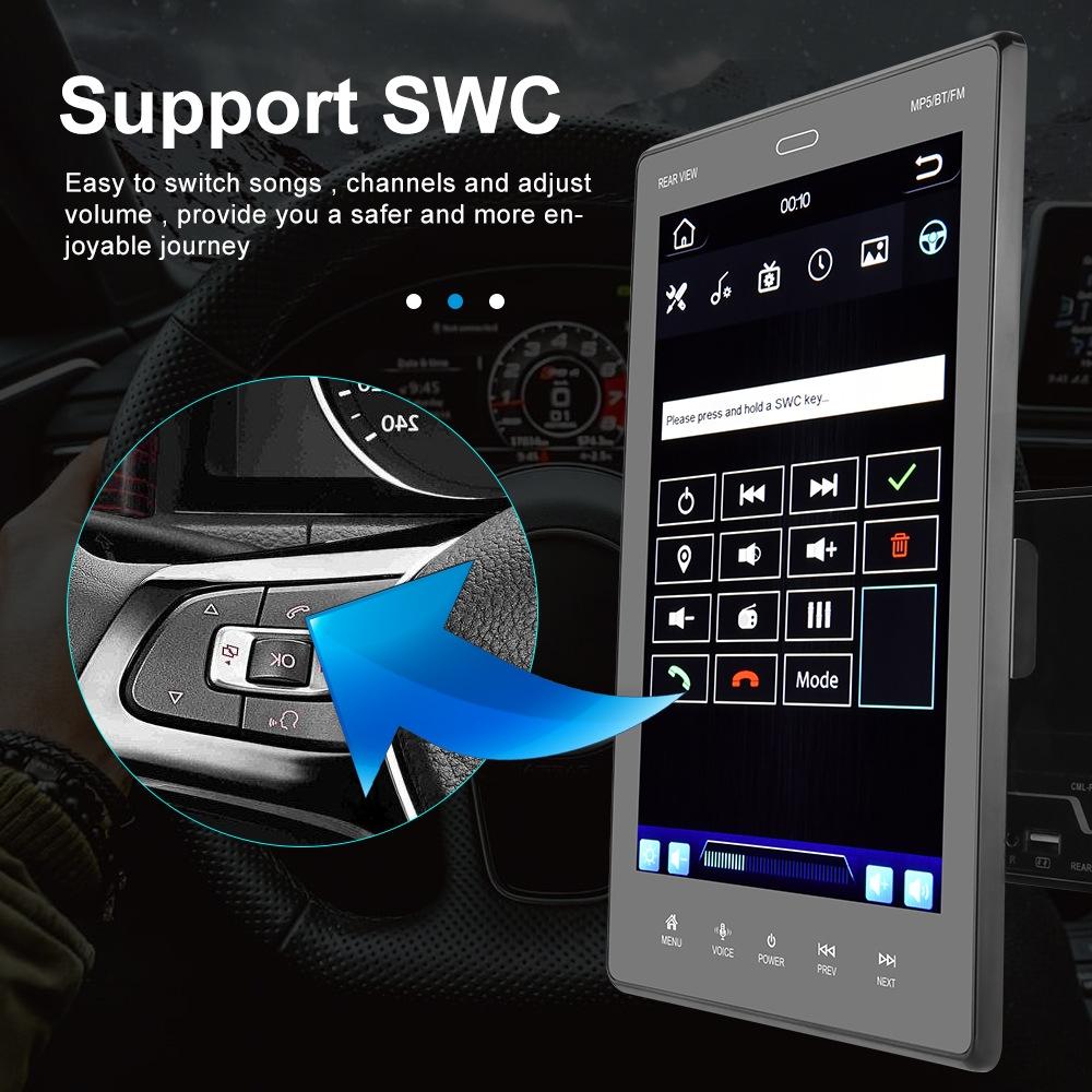 9.5 Inch Vertical Screen Car Mp5 Player - Dual Spindle + 8 Light Camera