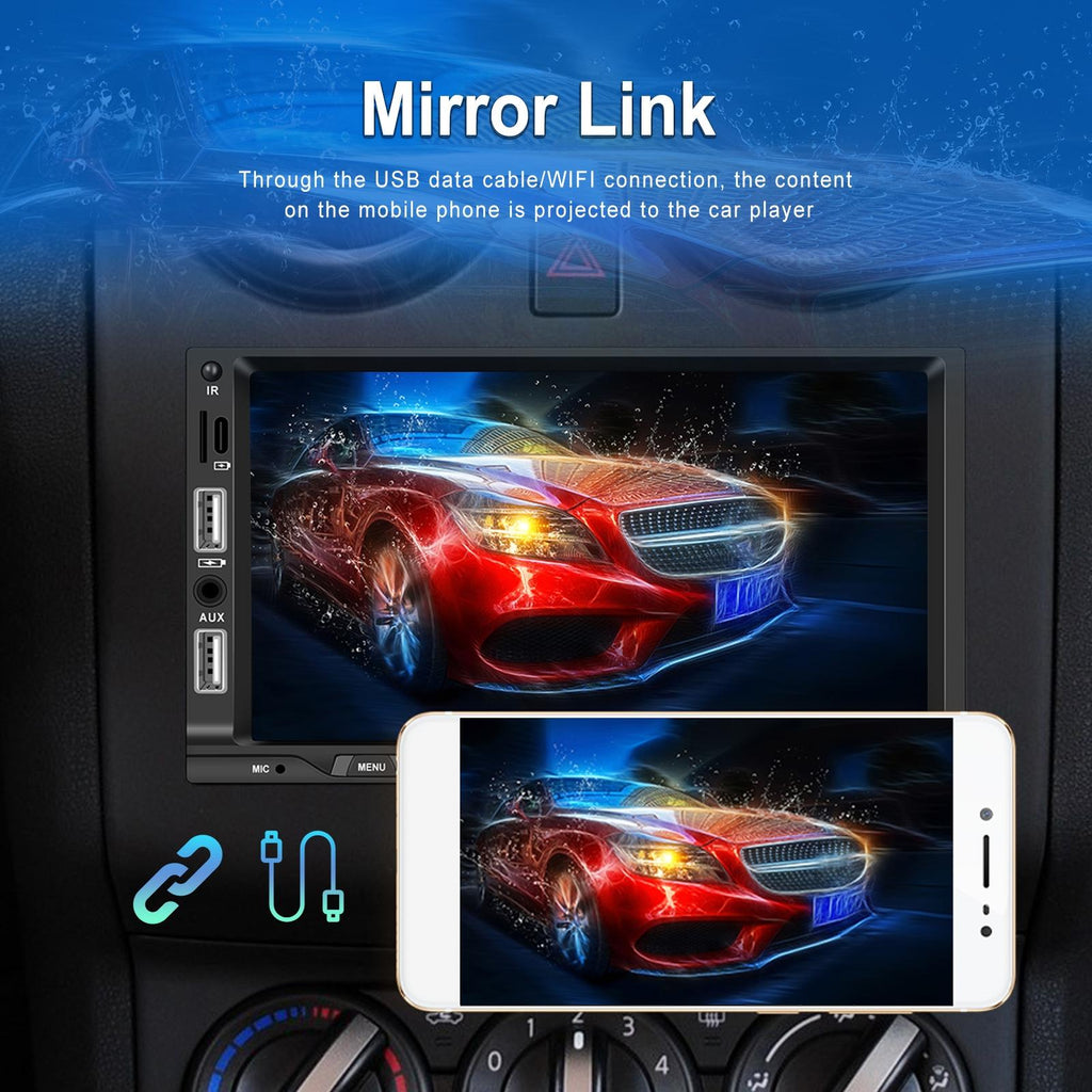 7 Inch Car Mp5 Player Carplay / Android Auto / Mirror Link / Bluetooth - Standard - With 12-Light Camera