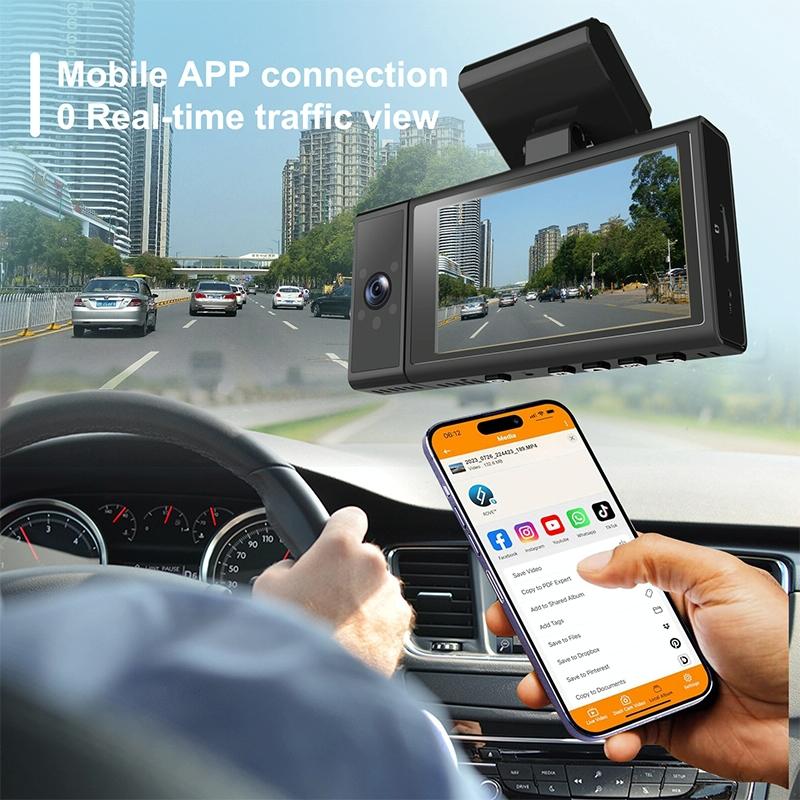 1080p Hd Triple Recording Car Recorder with Wifi & Mobile App