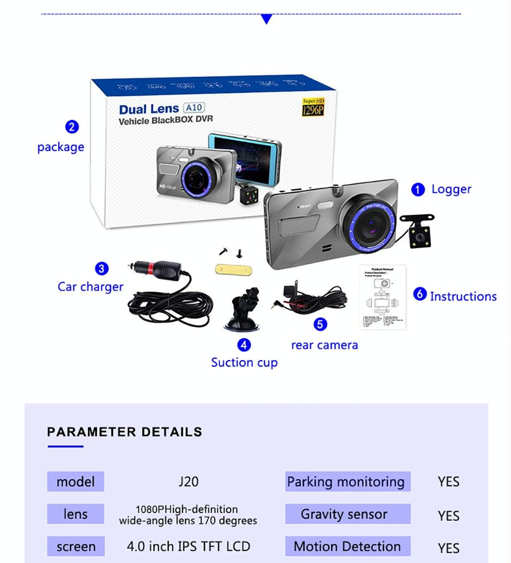 Full Hd 1080p Car Dvr with 170 Degree Wide Angle - 4 Inch Screen