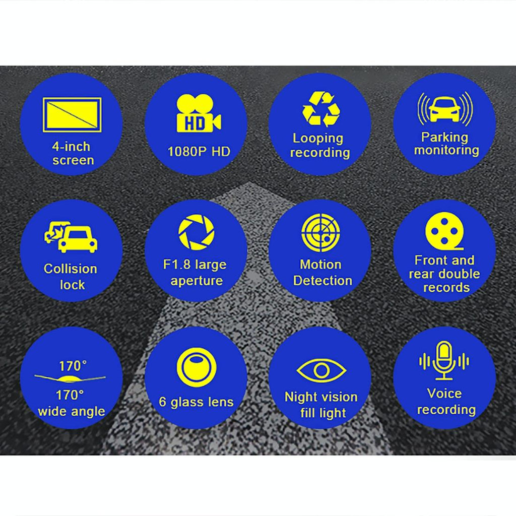 Full Hd 1080p Car Dvr with 170 Degree Wide Angle - 4 Inch Screen