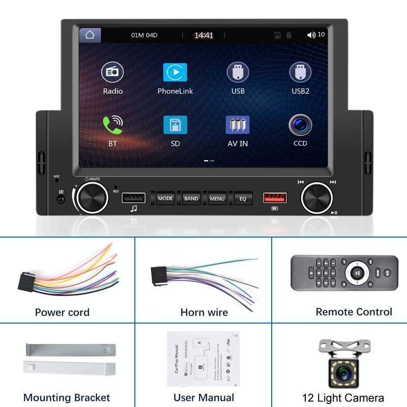 6.2 Inch Single Butt Carplay Car Monitor - Universal Wired Mp5 Player - Standard + Ahd Camera