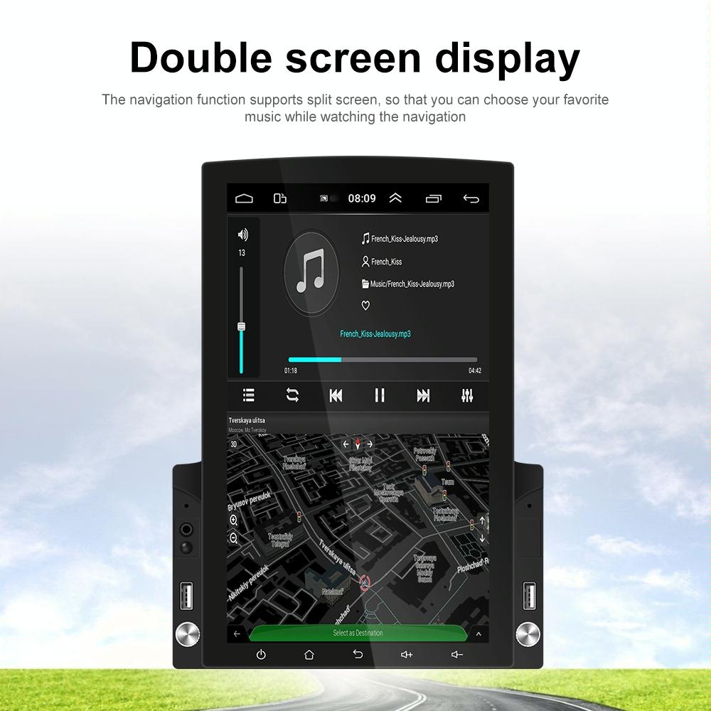 9.7 Inch Vertical Screen Android Car Mp5 Player With Hd 2.5D Glass Navigation And 12-Light Camera