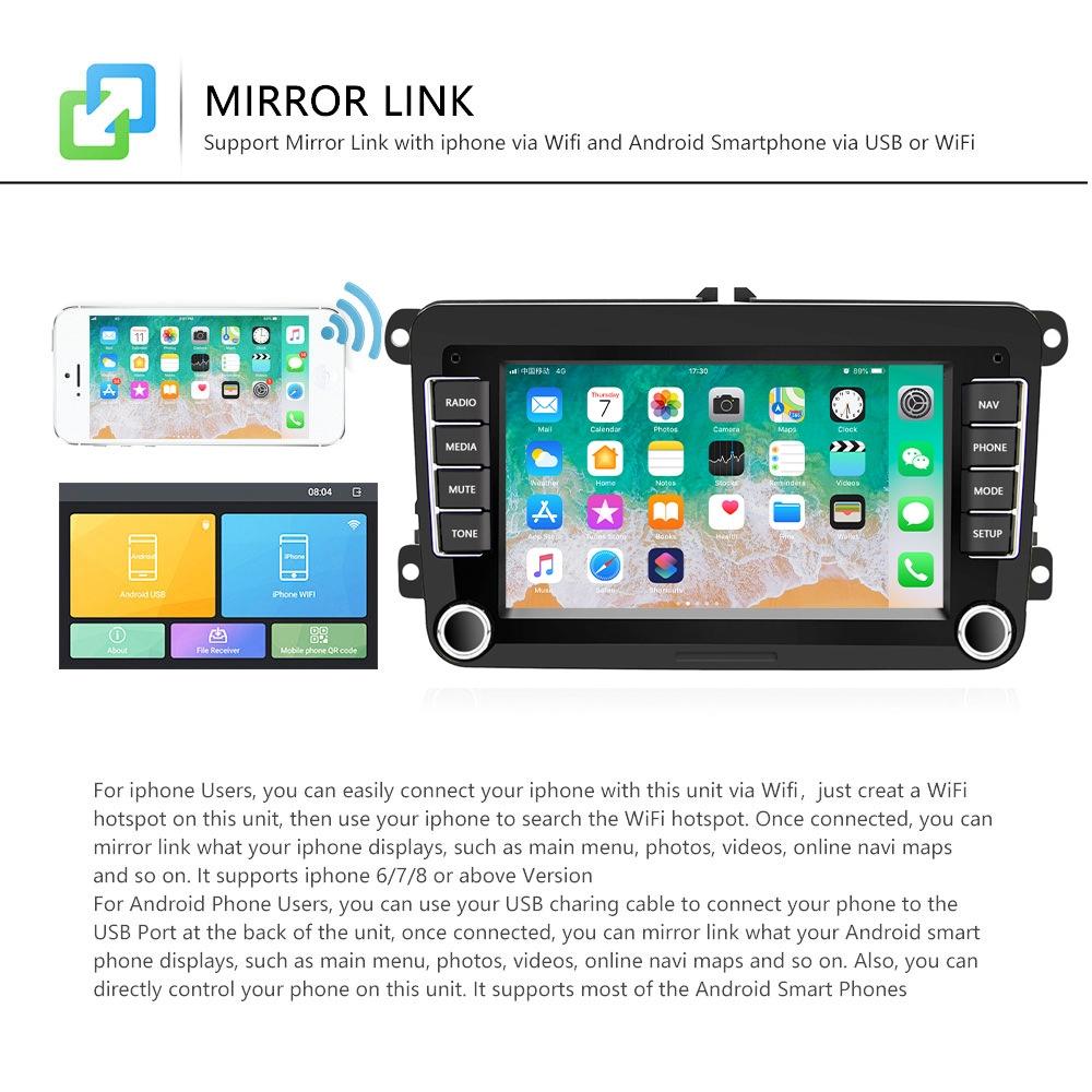 7 Inch Android Car Navigation Player For Volkswagen - 2 + 32G Wireless Carplay 12 Lights Camera