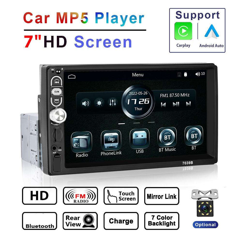 7 Inch Mp5 Bluetooth Carplay Player With Reversing Camera - Standard + 12 Lights