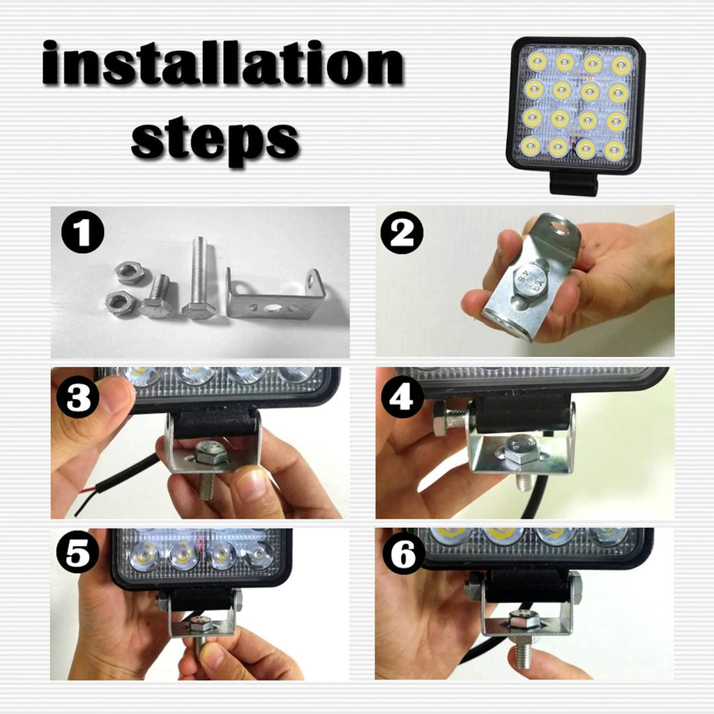 12W White Light Square - Shaped Waterproof Car Boat Marine Work Lights Spotlight Led Bulbs Dc 9 - 30V