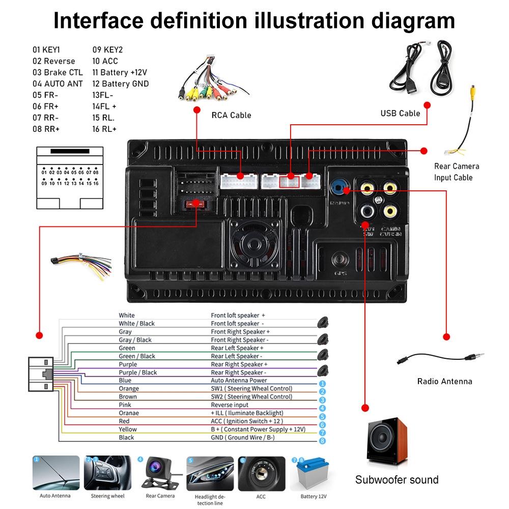 7 Inch Touch Button Dual Ingot Universal Mp5 Bluetooth Player - Standard + 12 Lights Camera