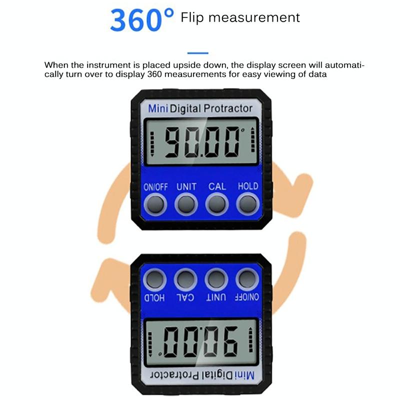 Digital Display Inclinometer with Strong Magnetic Adsorption and Multi-angle Flip