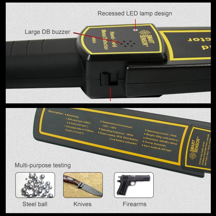 Handheld Security Metal Detector - 60mm Detection Range