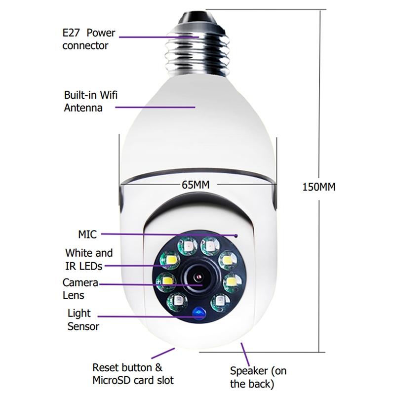 1080P Wifi Light Bulb Camera With Night Vision And Two-Way Voice