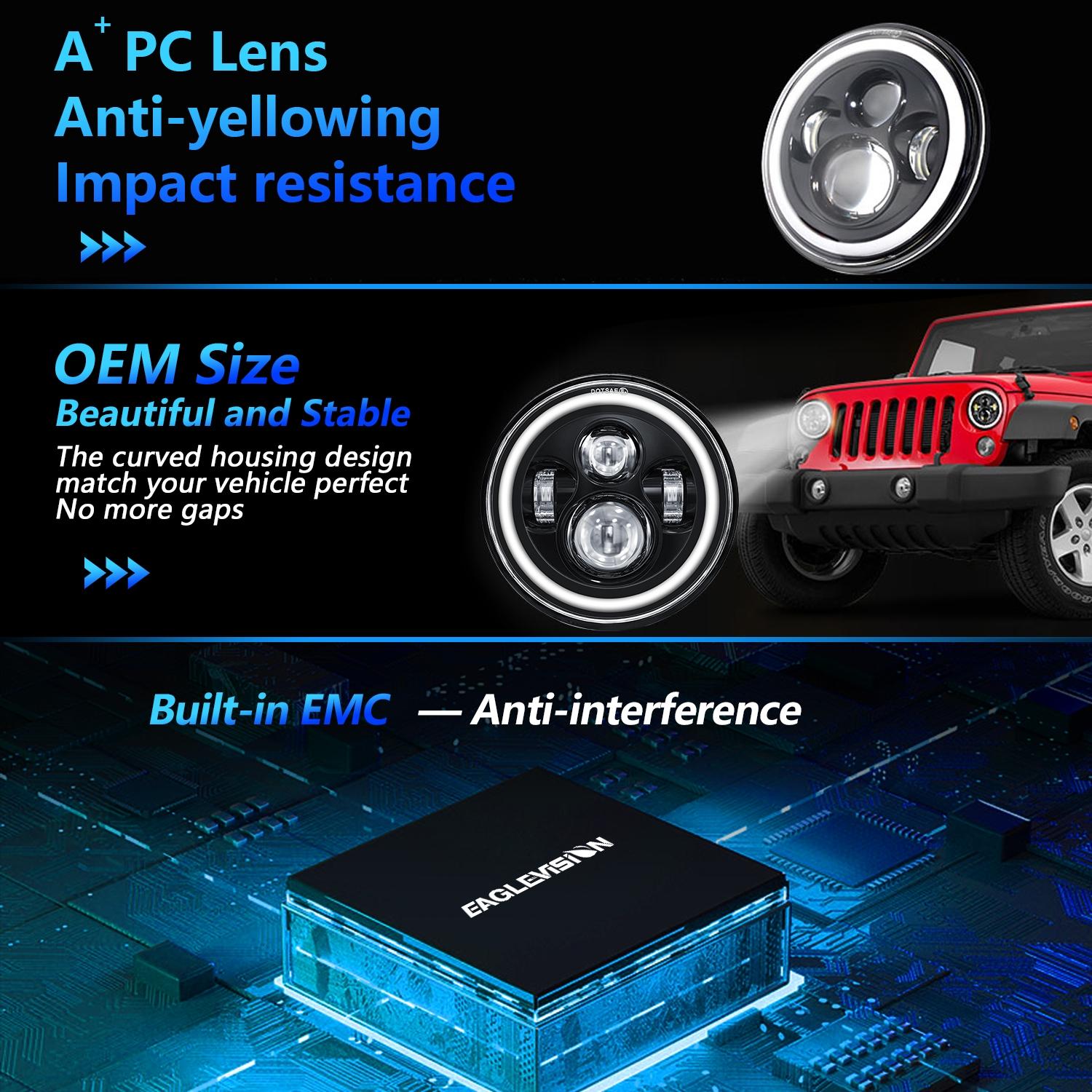 7 Inch Car Colorful Round Angel Eye Headlight