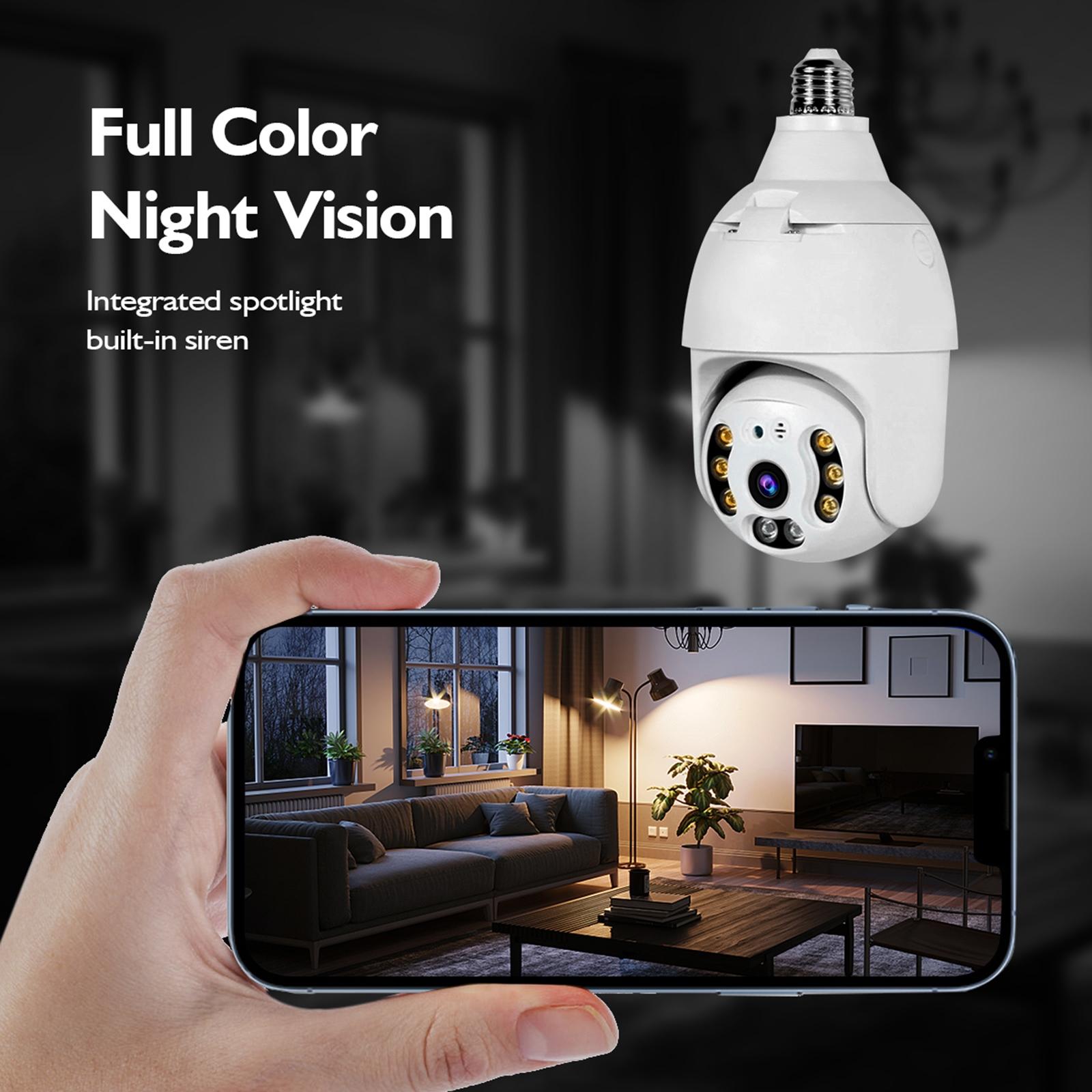 Smart Wifi Outdoor Light Bulb Camera - 1080P Hd 3.0Mp Night Vision Motion Detection Tf Card Support