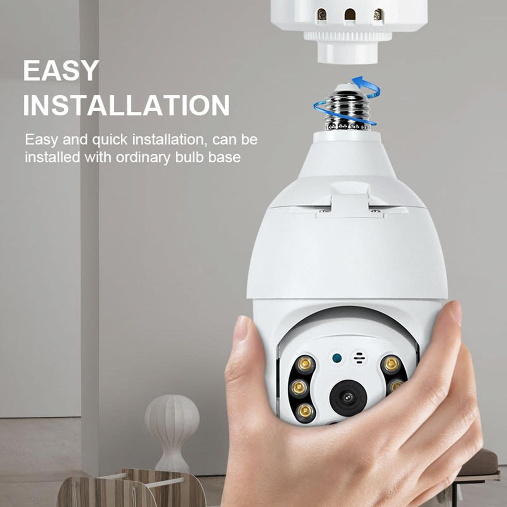 Smart Wifi Outdoor Light Bulb Camera - 1080P Hd 3.0Mp Night Vision Motion Detection Tf Card Support
