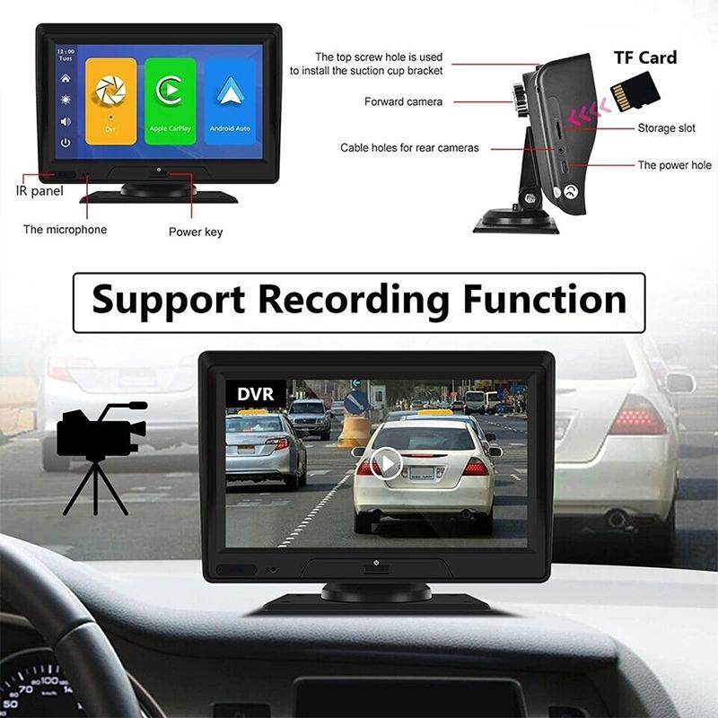 7 Touch Display Car Navigator with Dual-lens Smart Driving Recorder - Portable and Wireless