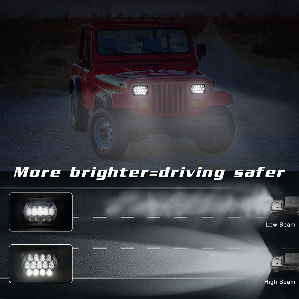 7 Inch 5X7 / 7X6 H4 Dc 9V - 30V 30000Lm 300W 8Leds Car Square Shape Led Headlight Lamps For Jeep Wrangler