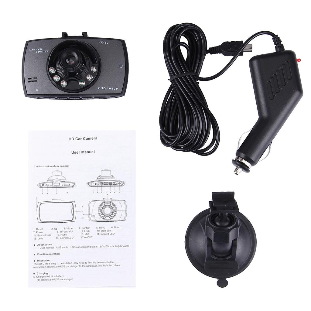 2.7 Lcd Car Dvr Camera with 480p Resolution and 120 Degree Wide Angle View