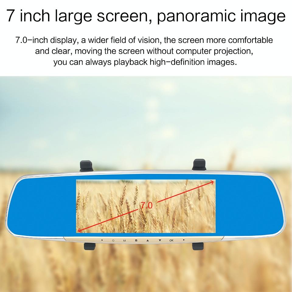 7 Lcd Touch Screen Rear View Mirror Car Recorder with Separate Camera