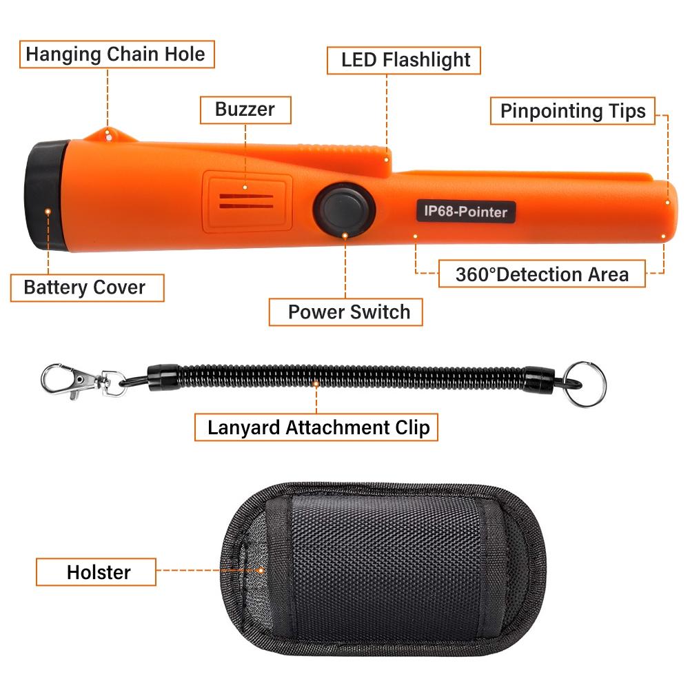 Waterproof Handheld Metal Detector with Positioning Stick - Ip68