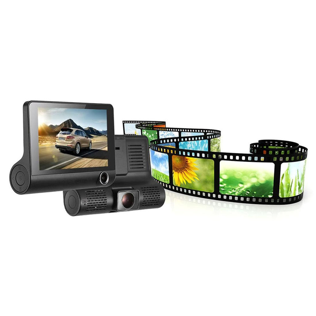 Full Hd 1080p 3-channel Car Dvr with 4 Ips Screen 5mp Camera and 170 Degree Wide Angle