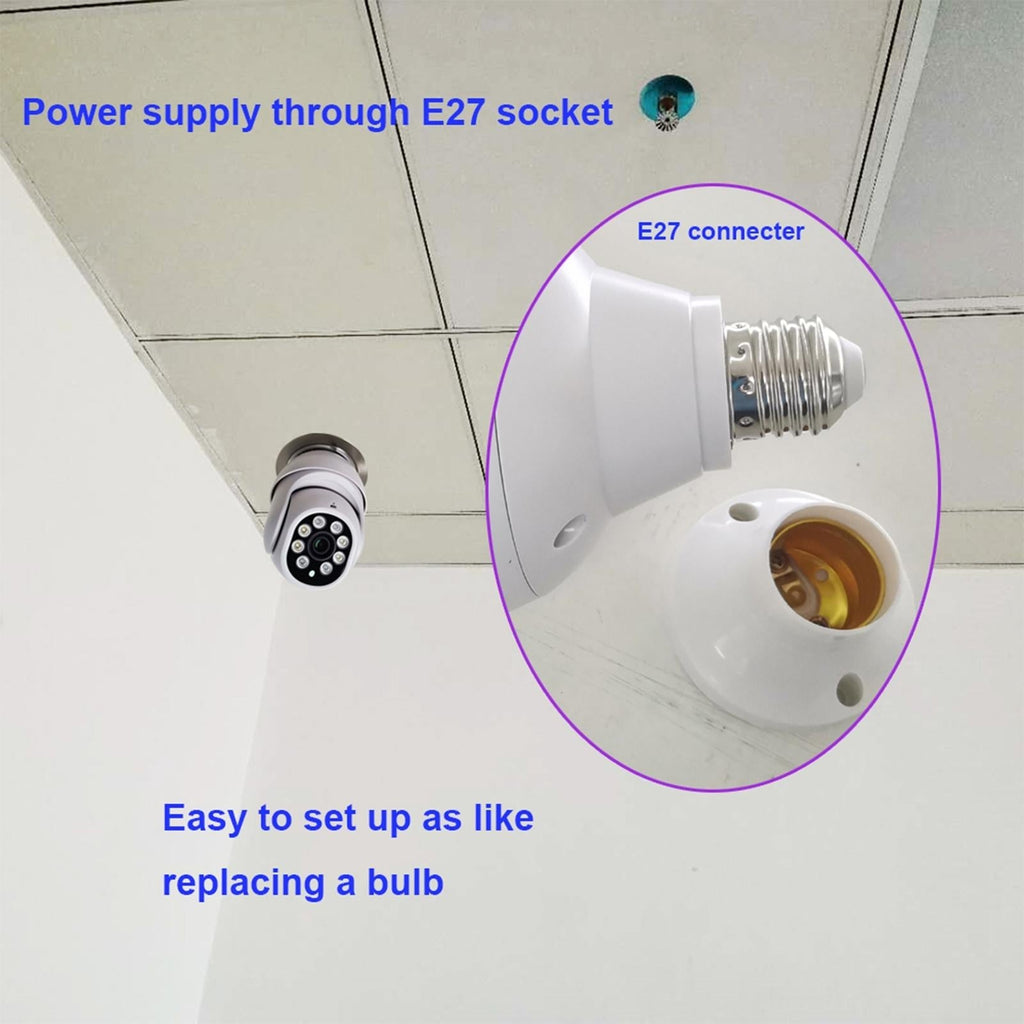 Outdoor Wifi Light Bulb Camera With Night Vision & Motion Detection - Tf Card Support